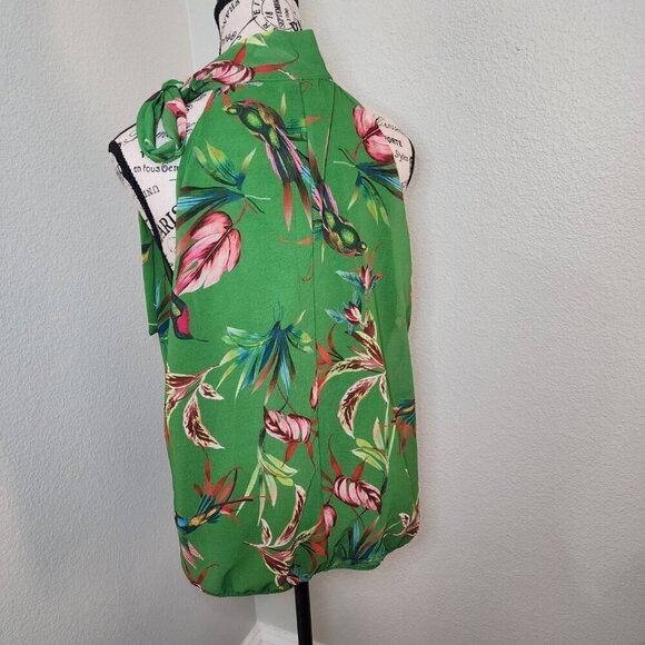 New York and Company Sweat Pea Floral Halter Blouse Size L - Picture 5 of 8